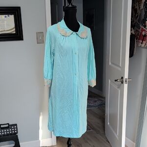Vintage 50's Soft Blue Button Up Peingor With Negligee